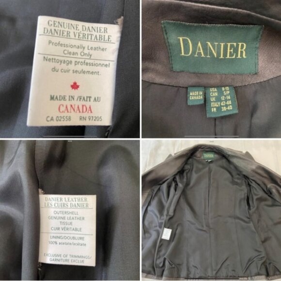 Danier genuine leather black blazer fitted jacket distressed lightweight Small - Picture 10 of 13